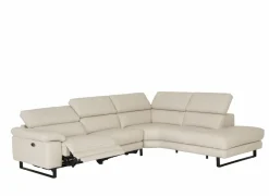 Hoeksalon Uran 292x237cm - leder - beige met relax- Hoeksalons