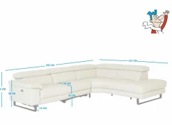 Hoeksalon Uran 292x237cm - leder - beige met relax- Hoeksalons