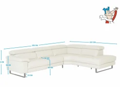 Hoeksalon Uran 292x237cm - leder - wit- Hoeksalons