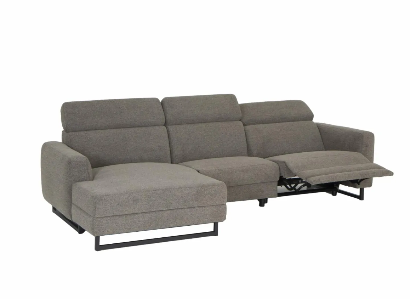 Hoeksalon Vaucluse 314x160cm - stof - taupe met relax- Hoeksalons