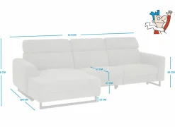 Hoeksalon Vaucluse 314x160cm - stof - taupe met relax- Hoeksalons