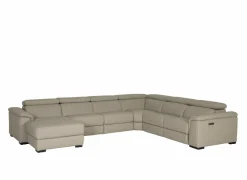 Hoeksalons|Hoeksalon Walk 380x303cm - leder - grijs met relax