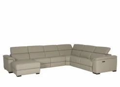 Hoeksalons|Hoeksalon Walk 380x303cm - leder - grijs met relax