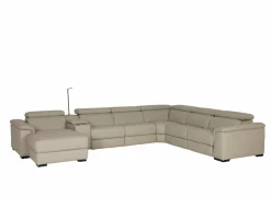 Hoeksalon Walk 413x303cm - leder - grijs met opbergruimte- Hoeksalons