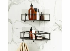 Umbra Wandplanken|Rekken|Hoekwandplank Cubiko 23x23x8cm zwart set van 2