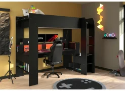 Hoogslapers|Hoogslapers|Hoogslaper Black Stipple 90x200cm  - melamine - zwart