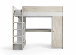 Hoogslapers|Hoogslapers|Hoogslaper Evora 90x200cm - decor - ivory oak & wit met bureau en opbergruimte