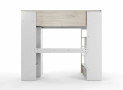 Hoogslapers|Hoogslapers|Hoogslaper Evora 90x200cm - decor - ivory oak & wit met bureau en opbergruimte