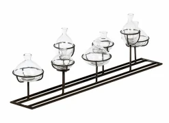 Houder voor vaasjes 70cm - metaal & glas - zwart- Vazen & Bloempotten|Vazen & Bloempotten