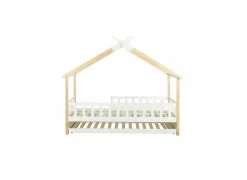 Huisbed Guinevere 90x200cm - den massief - naturel & wit met bedlade- Eenpersoonsbedden|Eenpersoonsbedden