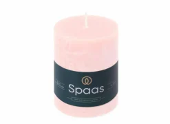 Spaas Kaars Cilinder Rustiek lichtroze- Kaars & Houder