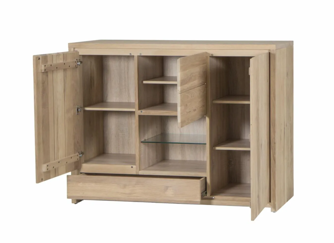 Bijzetkasten|Bijzetkasten|Kast Amarillo 160x45x120cm - eik massief & decor - naturel