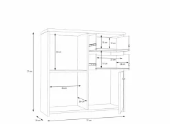 Bijzetkasten|Bijzetkasten|Kast Best Chest 77x30x78cm - decor - artisanale eik & wit