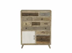 Kast Harem 90x40x112cm - mango massief - bruin & multicolor- Bijzetkasten|Commode