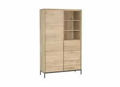 Kast Nomade 120x45x200cm - eik massief & fineer & decor - naturel- Bijzetkasten|Bijzetkasten