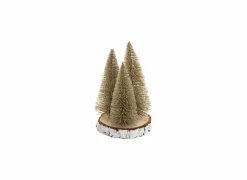 Kerstdecoratie|Kerstboom set van 3 op houten schijf H20cm