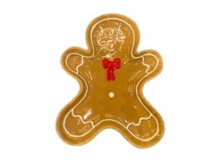 Platte Borden|Kerstdecoratie|Kerstdecoratie Gingerman Bord 25,5x20,5x2,5 - dolomiet - karamelbruin
