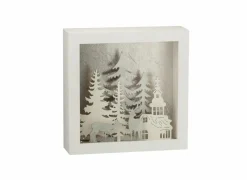 Kerstdecoratie|Kerstdecoratie 24,5x24,5x7cm - PVC & glas - wit & zilver