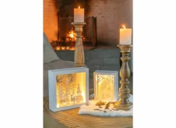 Kerstdecoratie|Kerstdecoratie 24,5x24,5x7cm - PVC & glas - wit & zilver