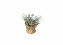 Kunstbloemen|Kerstdecoratie|Kerststukje met Jute H16cm
