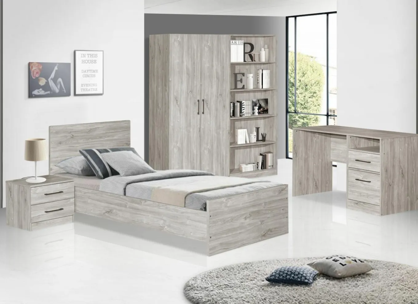 Complete Kinderkamers|Complete Kinderkamers|Kinderkamer Elmo met bed 90x200cm - kleerkast 80cm en 1 nachtkastje