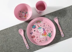 Kinderservies RPET 5-delig - kunststof - roze- Serviessets