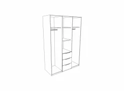 Kleerkast Cariba 135cm - decor - sanremo & wit- Draaideurkast|Kleerkast