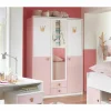 Kleerkast Cindy 139cm - decor - roze & wit- Draaideurkast|Draaideurkast