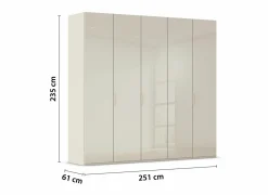 Kleerkast 250cm - decor & glas - champagne- Draaideurkast|Draaideurkast