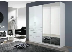 Kleerkast 181cm - decor - hoogglans wit- Draaideurkast|Draaideurkast