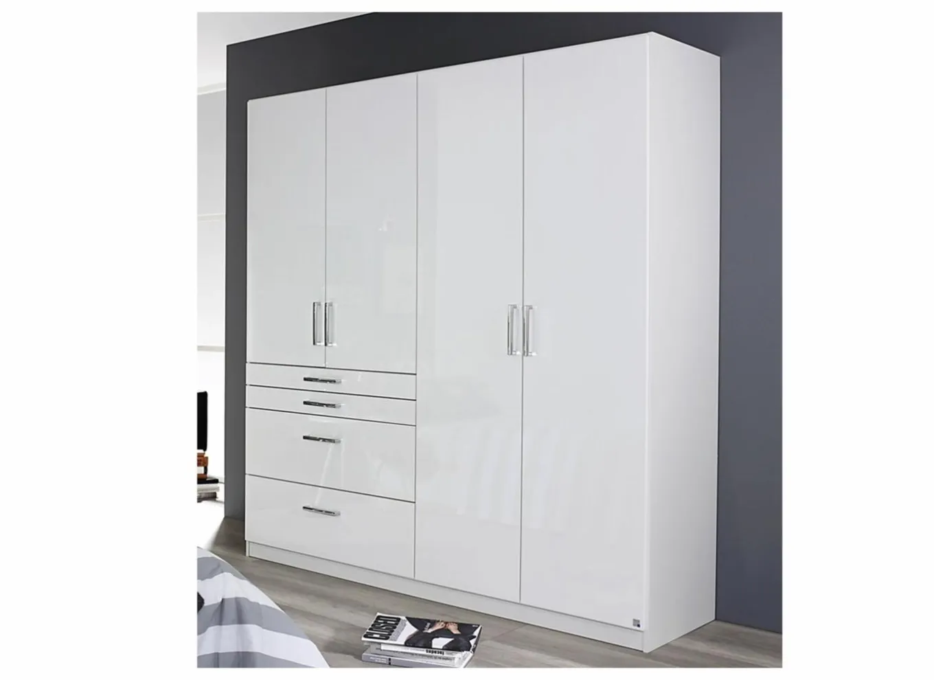 Draaideurkast|Draaideurkast|Kleerkast 181cm - decor - hoogglans wit