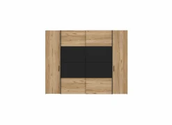 Kleerkast Dalate 271cm - decor - kastanje eik & mat zwart- Draaideurkast|Schuifdeurkast