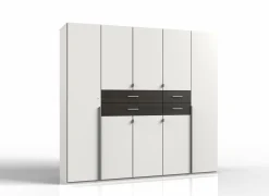 Kleerkast Denver 225cm - decor - wit & carbon eik- Draaideurkast|Draaideurkast