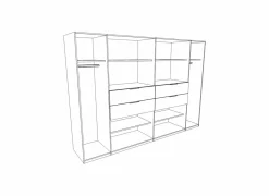 Kleerkast Denver 270cm - decor - wit & carbon eik- Draaideurkast|Draaideurkast