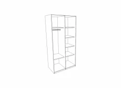 Kleerkast Elvis 126cm - decor - witte eik- Draaideurkast|Draaideurkast