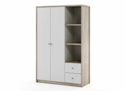 Kleerkast Evora 135cm - decor - ivory oak & wit- Kleerkast