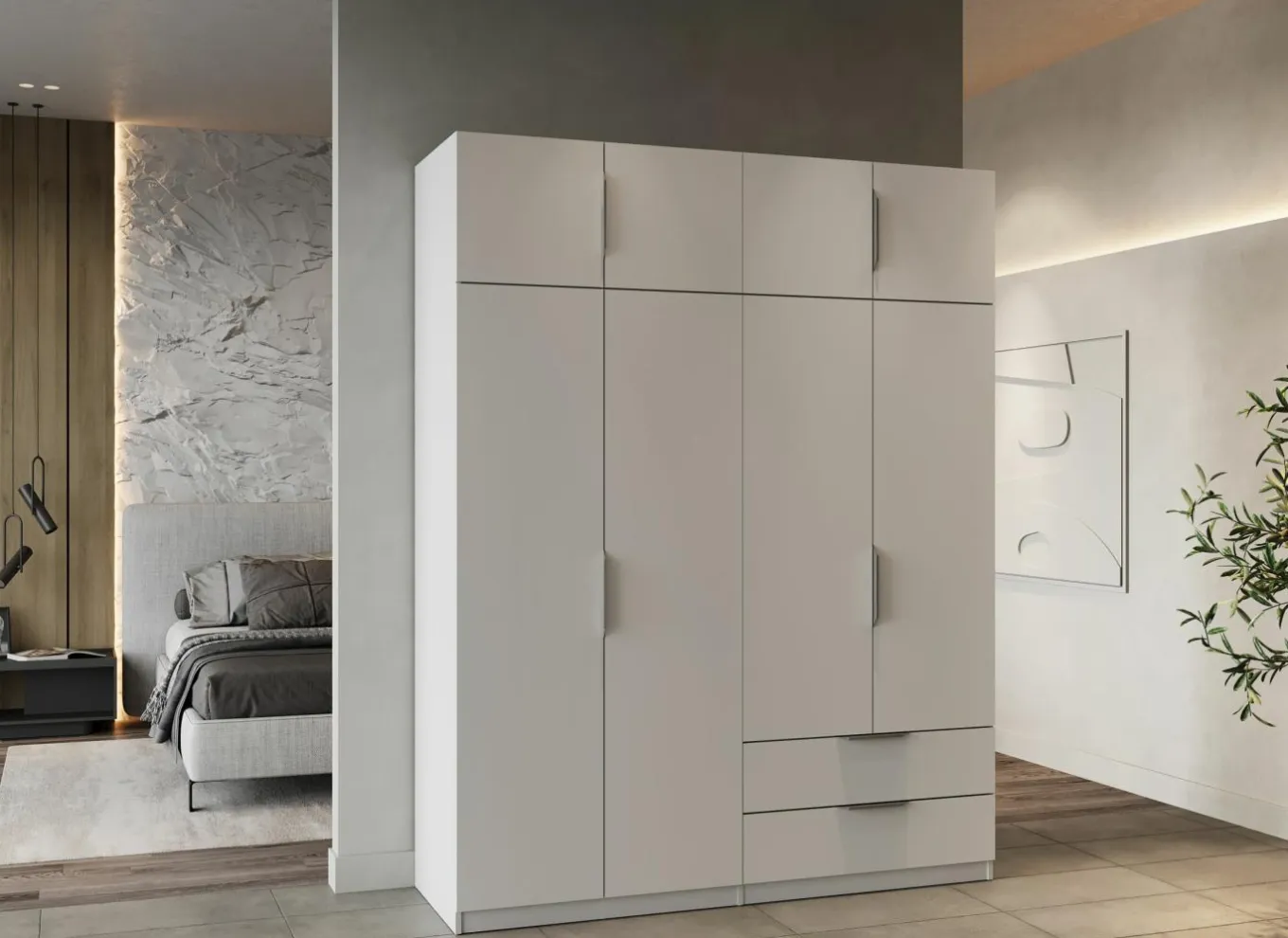 Draaideurkast|Kleerkast|Kleerkast Ghost 157cm - decor - wit