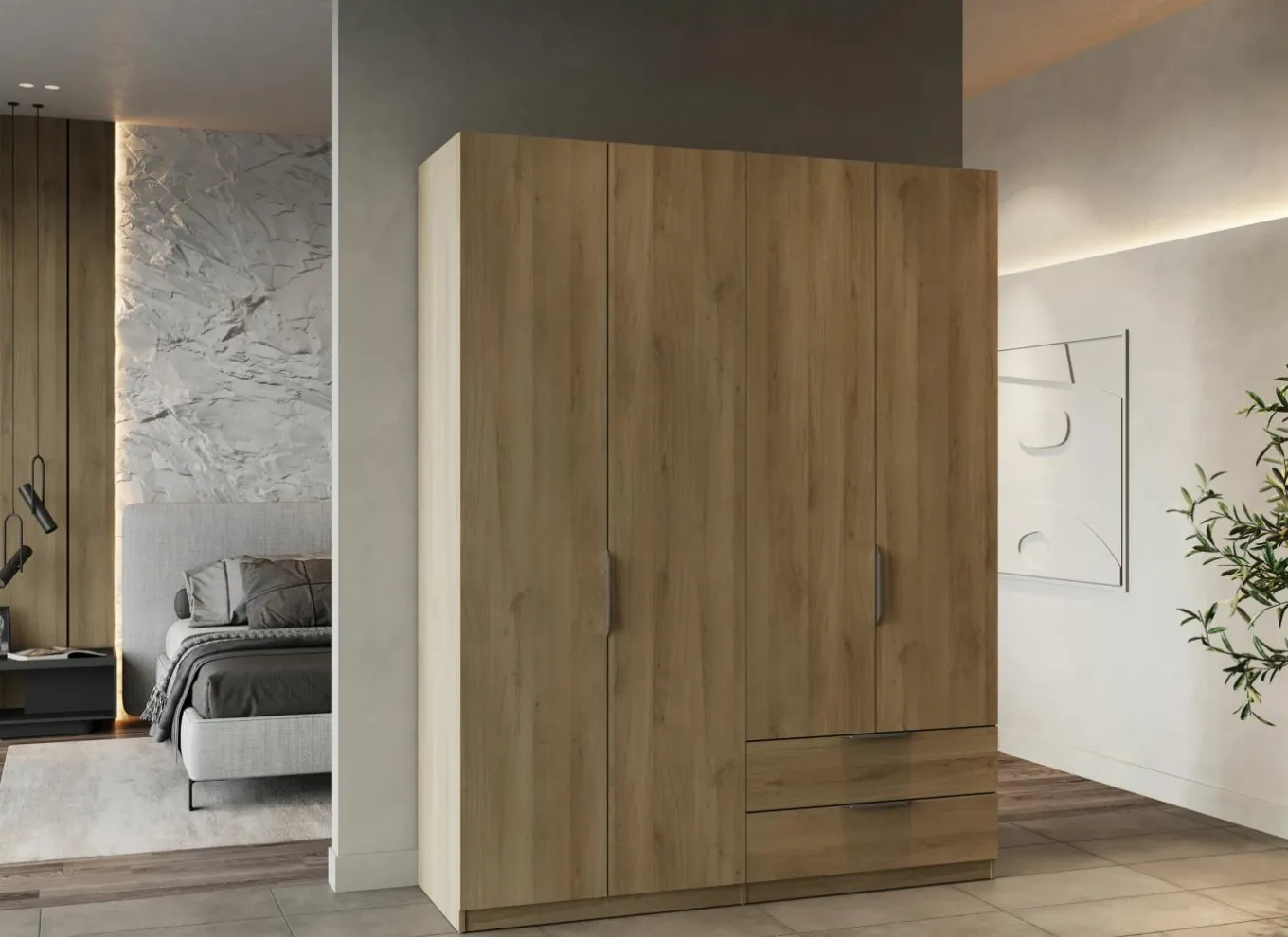 Draaideurkast|Kleerkast|Kleerkast Ghost 157cm - decor - kronberg eik