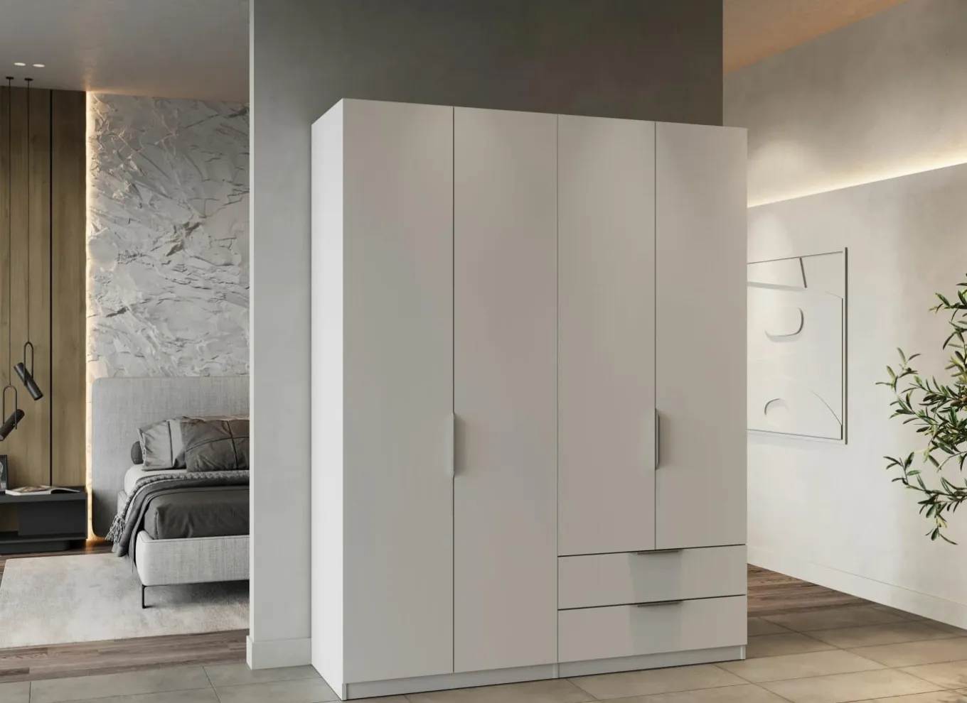 Draaideurkast|Kleerkast|Kleerkast Ghost 157cm - decor - wit