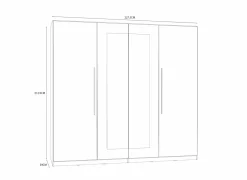 Kleerkast Helen 228cm - decor - wit- Draaideurkast|Draaideurkast