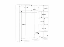 Kleerkast Helen  181cm - decor - wit- Draaideurkast|Draaideurkast