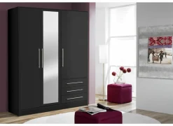 Draaideurkast|Draaideurkast|Kleerkast Jupiter 145cm - decor - zwart