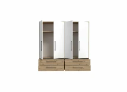 Kleerkast Mokkaris 206cm - decor - artisanale eik & wit- Draaideurkast|Draaideurkast