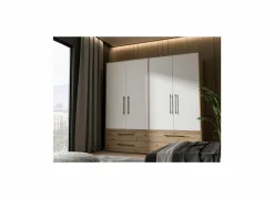 Kleerkast Mokkaris 206cm - decor - artisanale eik & wit- Draaideurkast|Draaideurkast