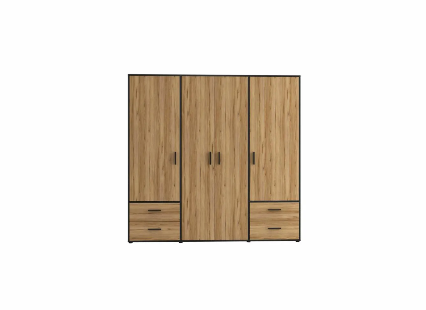 Draaideurkast|Draaideurkast|Kleerkast Mokkaro 206cm - decor - zwart & kastanje eik