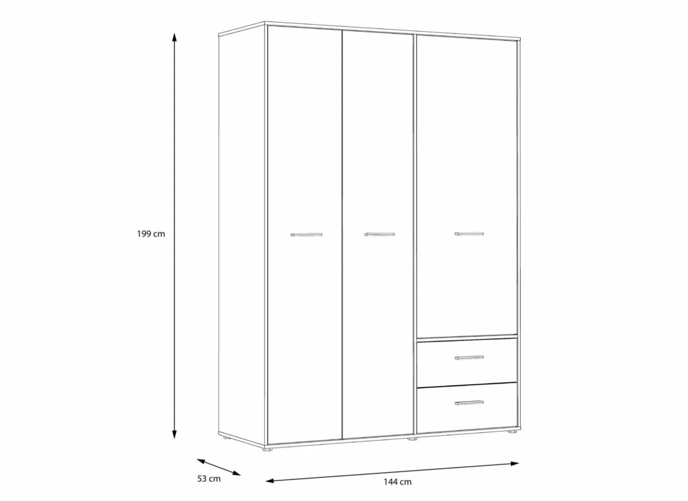 Draaideurkast|Draaideurkast|Kleerkast Mokkaro 145cm - decor - wit & sonoma eik