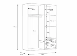 Draaideurkast|Draaideurkast|Kleerkast Mokkaro 145cm - decor - wit & sonoma eik