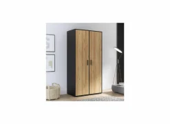 Draaideurkast|Draaideurkast|Kleerkast Mokkaro 95cm - decor - zwart & kastanje eik