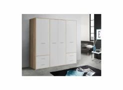 Draaideurkast|Draaideurkast|Kleerkast Mokkaro 206cm - decor - wit & sonoma eik