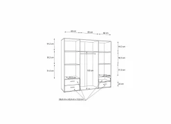 Draaideurkast|Draaideurkast|Kleerkast Mokkaro 206cm - decor - wit & sonoma eik